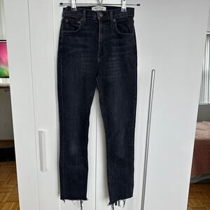 Reformation Denim Black High & Skinny Crop Jeans in Avalon Wash, Size 24, EUC